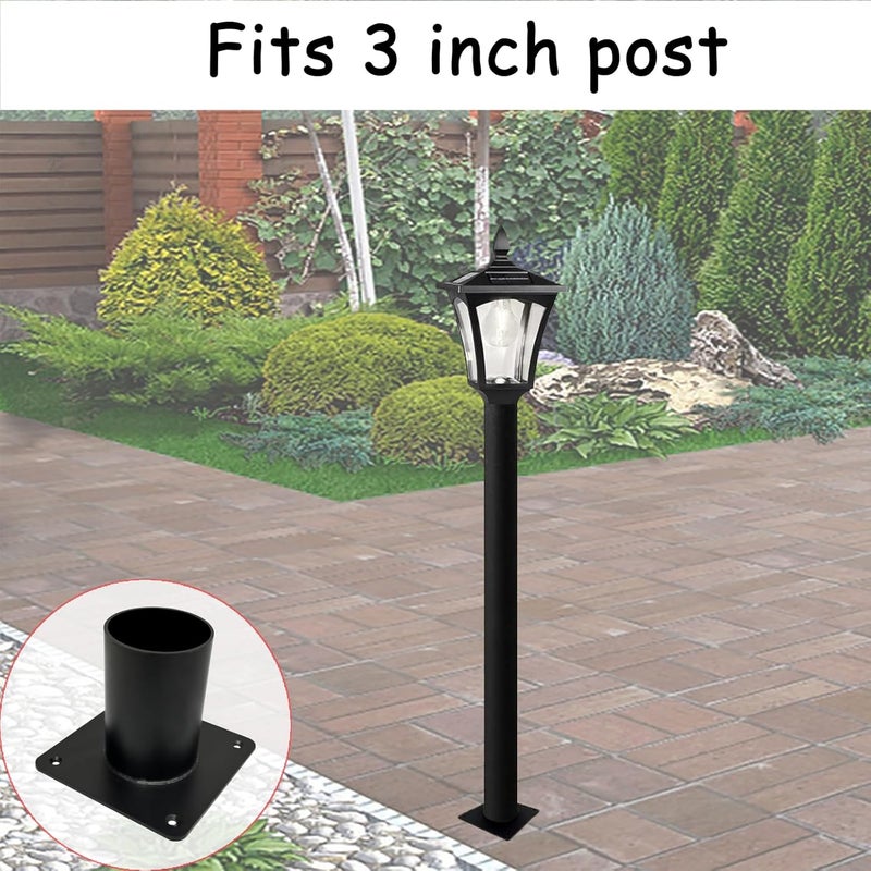 iFvBey Heavy Duty Pier Mount Adapter for 3" Surface Mount Post, Metal Black Outdoor Post Bracket for Post Light, Mailbox Pole, Light Pole - Image 4